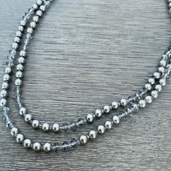 Long Champagne Pearl Beaded Necklace - Picture 2 of 4